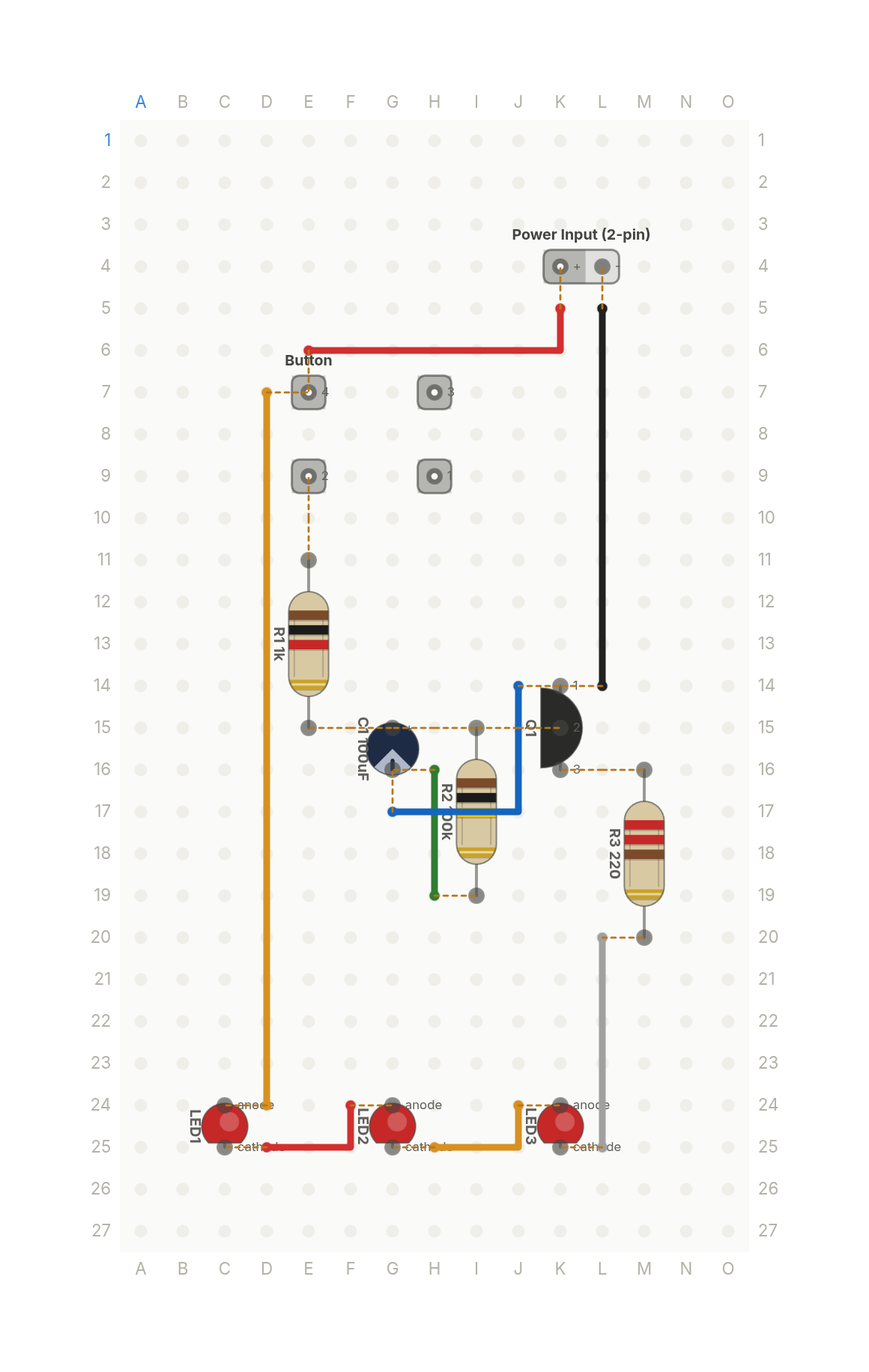 Perfboard layout of Why your car's dome light fades out slowly