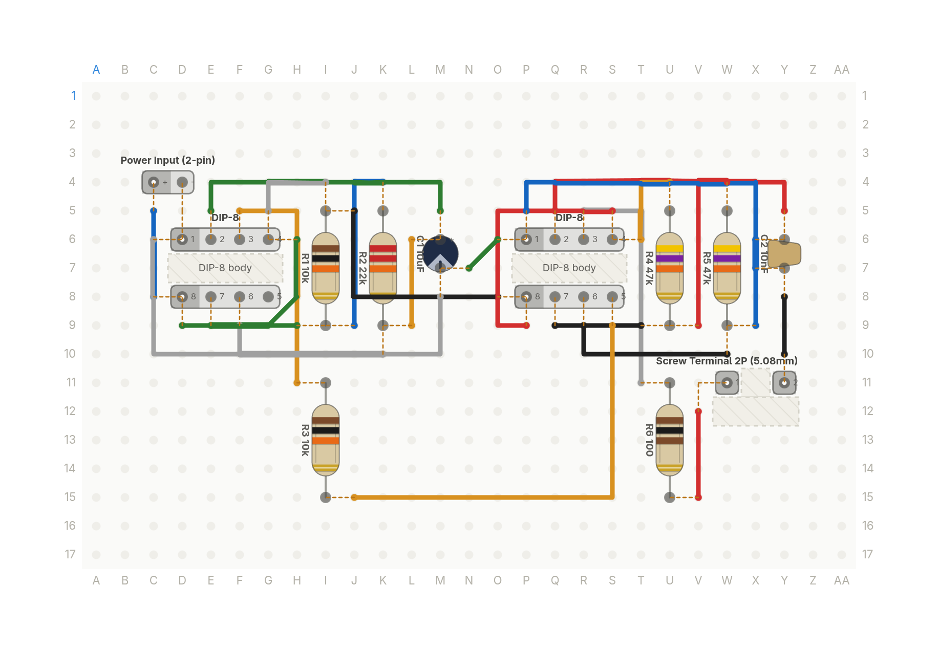 Perfboard layout of I built the siren for my police light
