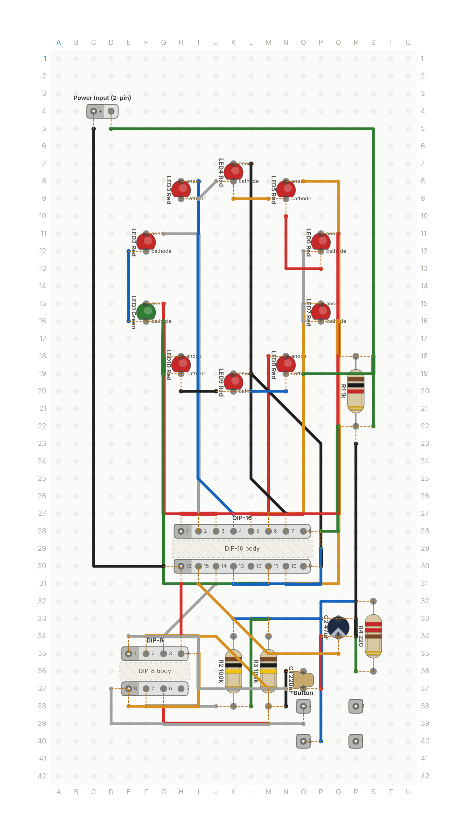 Perfboard layout of A roulette wheel that spins and slows to a stop